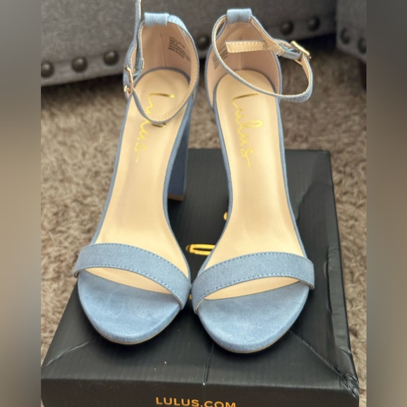 Lulus Taylor Blue Suede Ankle Strap Heels - Picture 2 of 3